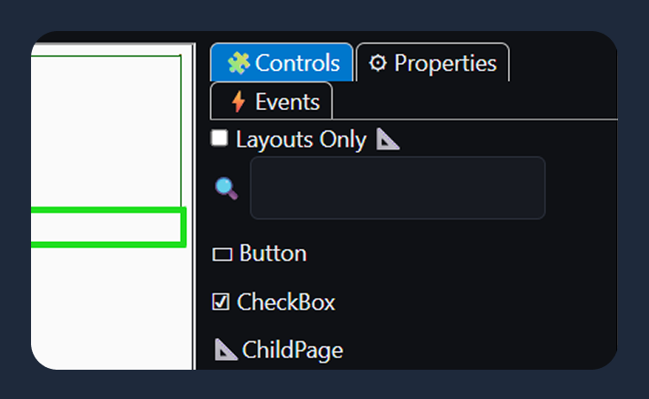 Searchable controls panel