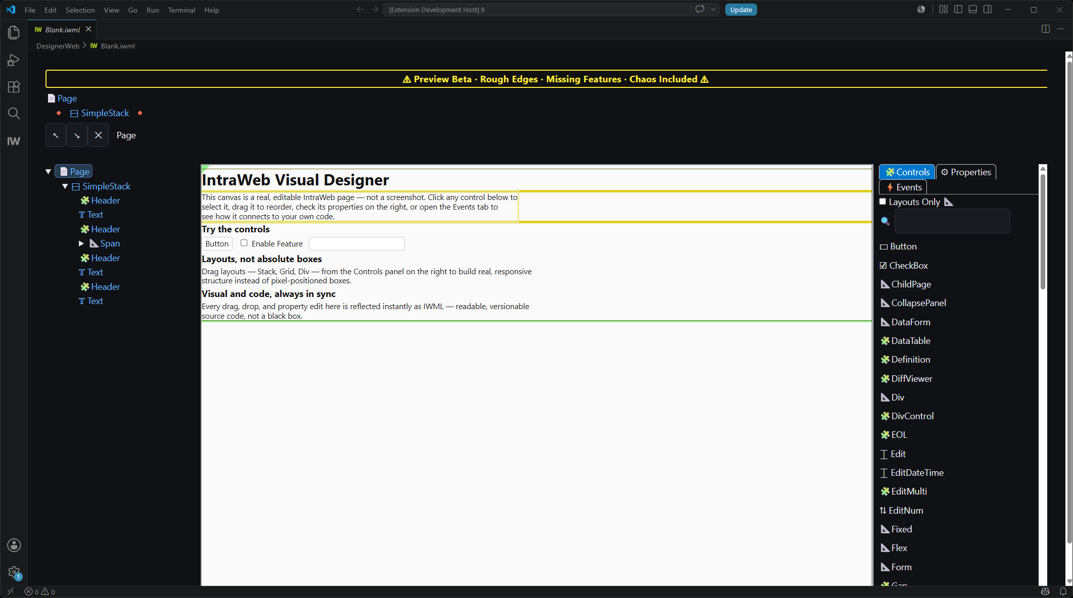 IntraWeb visual designer
